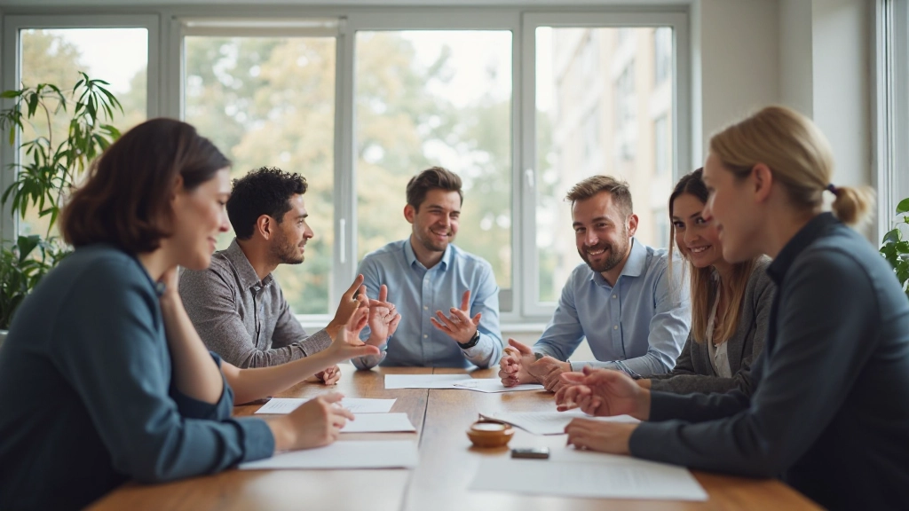Professionelles Foto eines kreativen Brainstormings mit diversen Teamkollegen in einem modernen Meeting-Raum