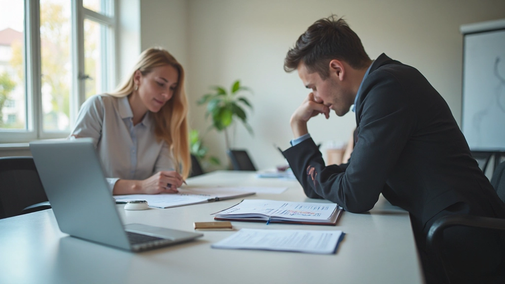 Professionelle Arbeitsumgebung mit organisiertem Schreibtisch und Teamkollegen im Hintergrund